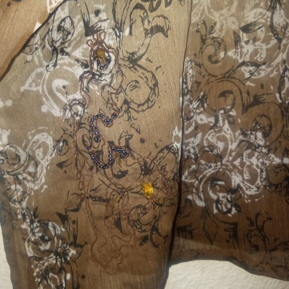 Ulla Popken sheer beaded coffee color top/ tunic - Picture 5 of 5